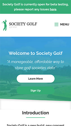 Laravel website development for Society Golf tablet